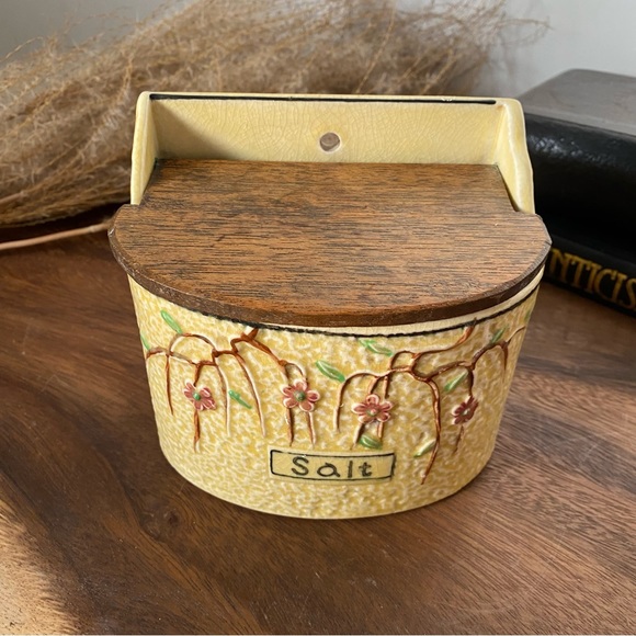 Vintage Wall Mounted Salt Box, Farmhouse Kitchen Decor - Picture 3 of 10